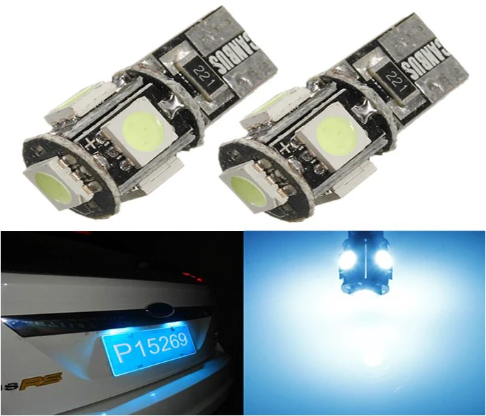 10x T10 501 194 168 W5W Canbus Нет ошибок 5050 LED 5 SMD Ice Blue Автомобильная боковая клиновидная