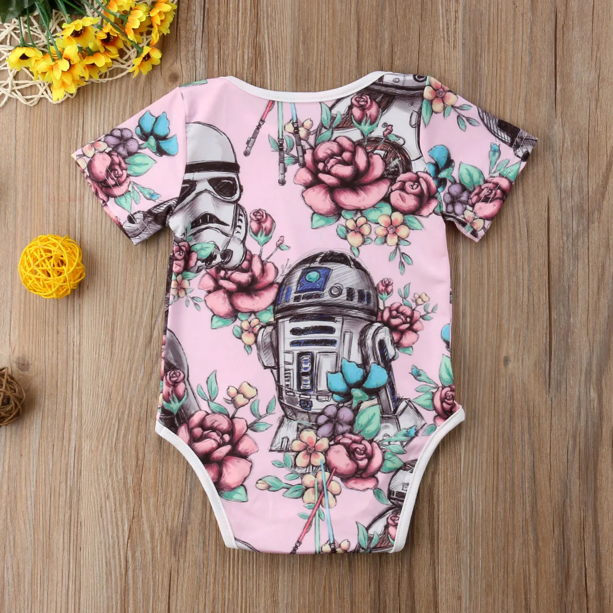 Pudcoco новорожденных для маленьких девочек Боди Одежда Звездные войны принт короткий рукав пляжный комбинезон 3-18 м