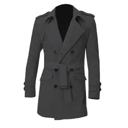 BTFL Для мужчин погоны Slim Fit Double Breasted Belted шерстяное пальто