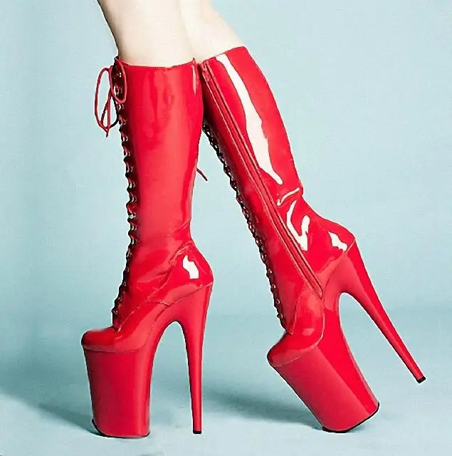 

15/20CM super high heel women's shoes in the tube high boots sexy black large size stiletto platform boots