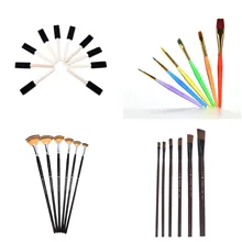 Деревянная ручка щетки пены веерообразных кисти для живописи маслом Набор для рисования DIY кисти для рисования 1/Букет невесты 6 штук в партии 10 шт