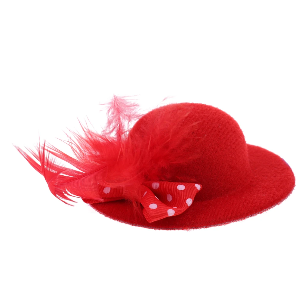  6Pcs Elegant Classic Lady Doll Cap New Round Bowler Hat with Bow Decoration for 28-30cm   Doll Clothes Accessory