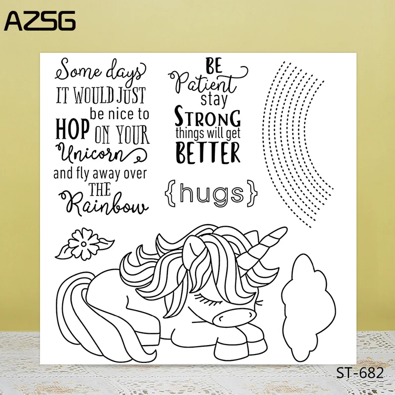 

AZSG Sleeping unicorn Silicone Clear Stamps/Seal For DIY Scrapbooking Decorative Card Making Craft Fun Decoration Supplies
