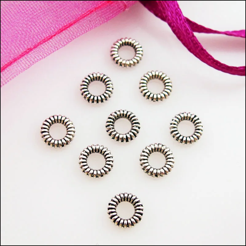 НОВЫЙ 200 шт. Тибетский серебристый цвет круглый Spacer Бусины 6 мм|Бусины| |