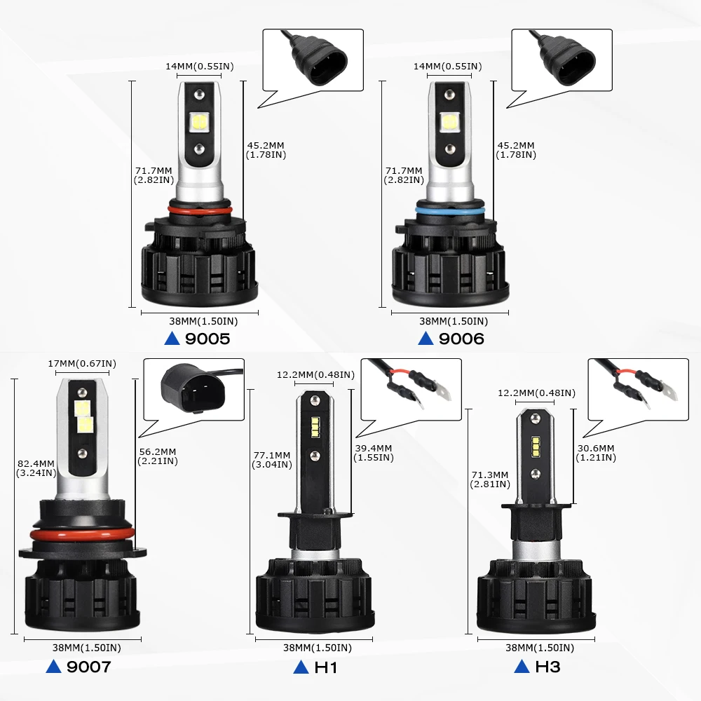 NOVSIGHT 2 шт. 60 Вт 18000LM H4 H7 H11 H8 HB4 H1 H3 HB3 9005 9006 9007 H13 Автомобильный светодиодный фары для 6500 к холодный белый автомобильные лампы