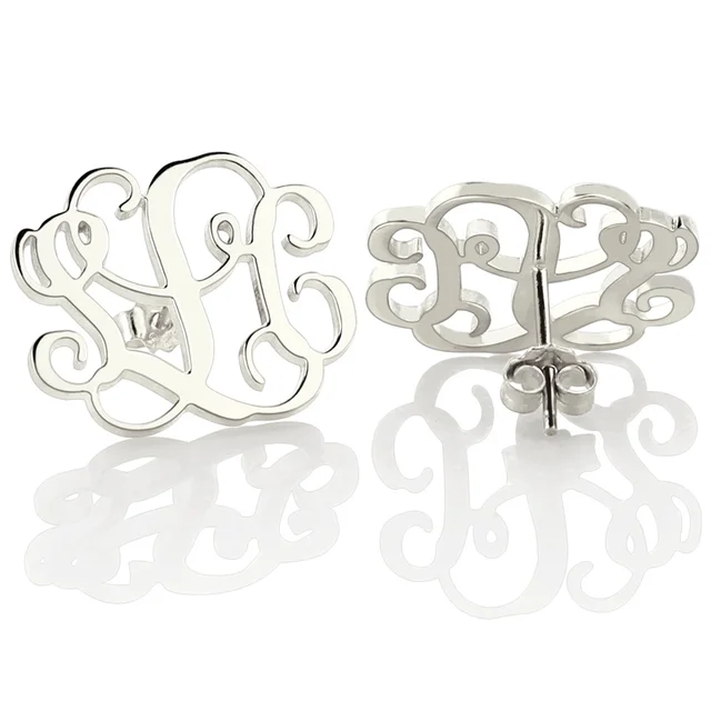 Whole Monogram Stud Earrings Personalized Whole Monogram Stud Earrings Personalized Sterling Silver Initial Monogrammed Jewelry For Women