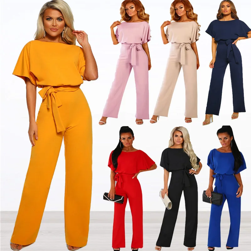 

Fashion Bat Short-sleeved Tie-in-one Pants Female in Spring and Summer
