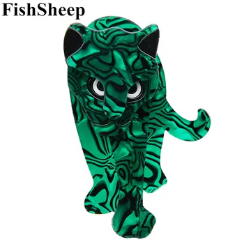 

FishSheep New Large Acrylic Animal Leopard Brooches For Women And Men Resin Green Tiger Brooch And Pins Female Dress Accessories