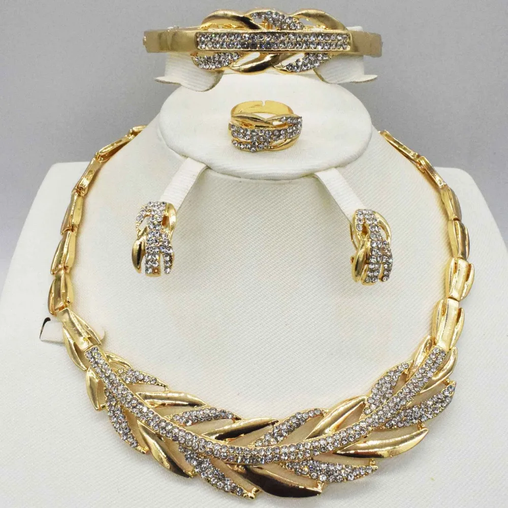 

2019 Fashion jewelry set African Nigeria Dubai gold-color African bead jewelry wedding jewelry set african beads jewelry sets
