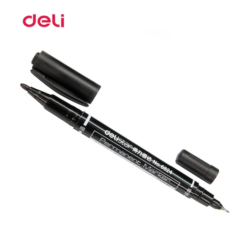 Deli 3 шт. цветные Двойные наконечники 0 5/1 мм быстросохнущие перманентные маркеры