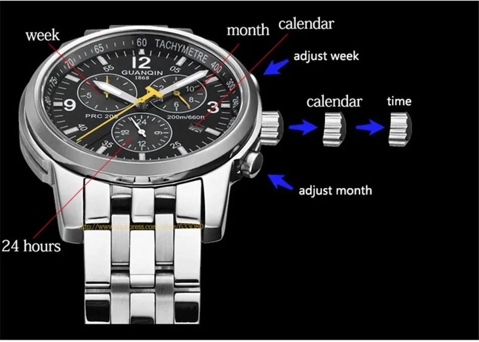 GUANQIN 2018 SWIMMING watch top brand luxury Clock Men Automatic 200m waterproof Mechanical clock men Relogio Masculino