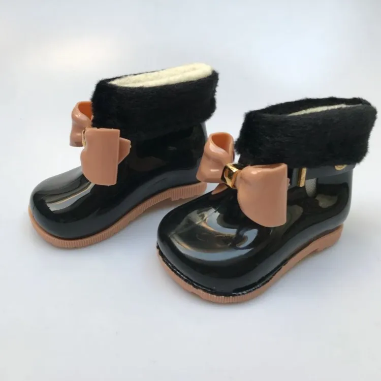 Mini Melissa/ г.; милые резиновые сапоги с бантом; пластиковые сандалии для девочек; детская водонепроницаемая обувь; детские сандалии; непромокаемые сапоги для девочек