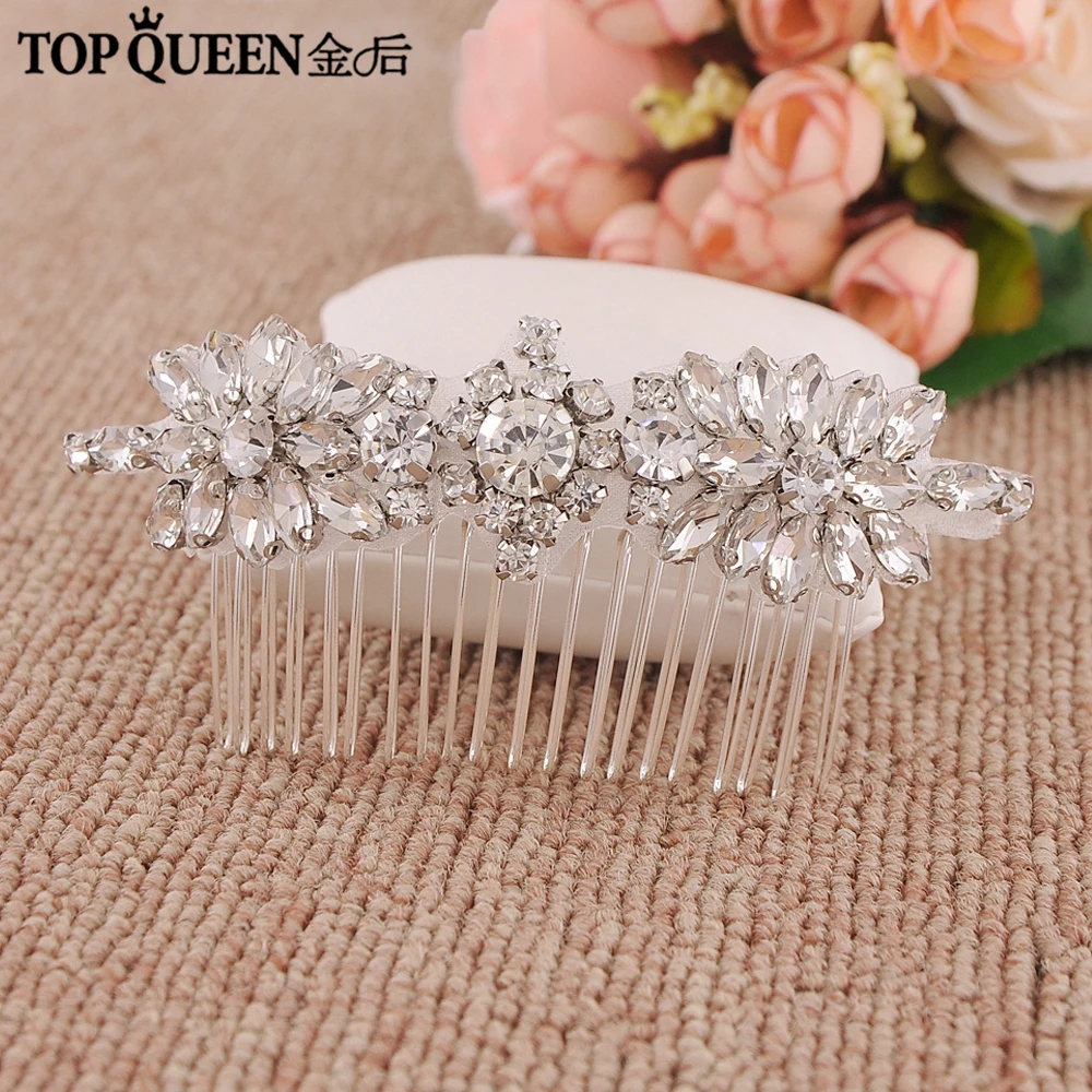 

TOPQUEEN H49 Handmade Silvery Bridal Hair Comb with Rhinestone and Ctystal High Quality Wedding Combs Elegant Accessories