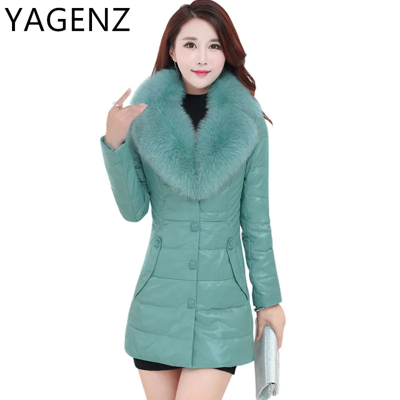 High Quality Ladies Leather Jacket New Winter 2016 Ms Long