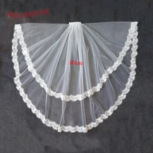 NIXUANYUAN Горячая Распродажа двухслойная белая слоновая кость тюль кружево для свадебной вуали Край Дешевые Короткие Свадебные вуали veu de noiva longo