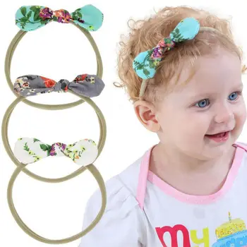 

Lovely Newborn Hair Bows Girls Headwear Kids Elastic Flower Rabbit Ears Top Knot Hair Bands Accessories New Fashion