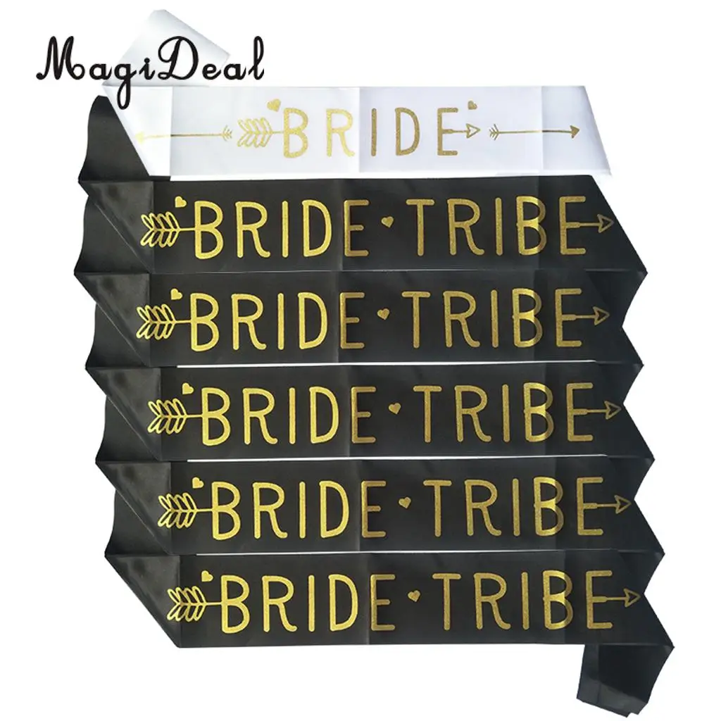 6/set Bride Tribe Sash Hen Bachelorette Party Bridal Shower Accessories