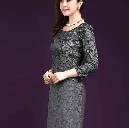 Clobee 2019 Autumn Spring Middle Aged Women Dress A Line Elegant Plus Size 4XL Ladies Dresses