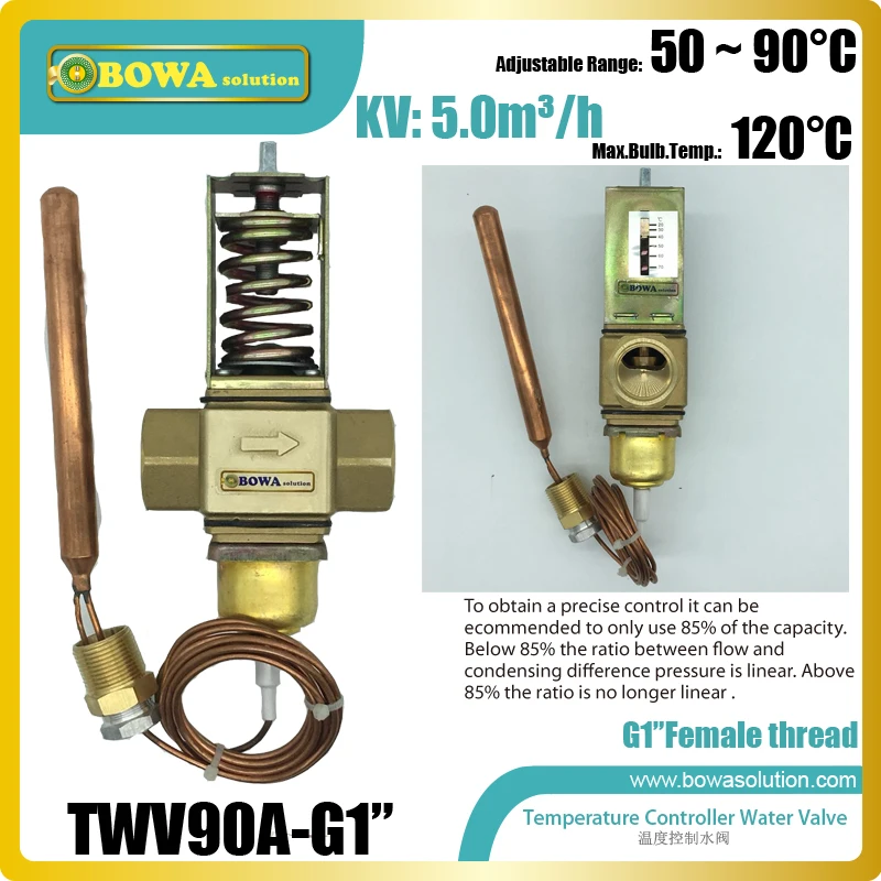 Temperature operated water valves with G1" thread connection flow increase with decreasing temperatures in steam water heaters|Heat Pump Water Heater Parts| - AliExpress