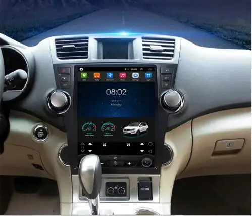 Top 12.1" Tesla Vertical Screen Android Car Multimedia Stereo DVD GPS Navigation for Toyota Highlander Kluger 2007 2008 2009 2010 2