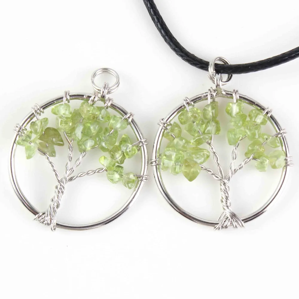 Natural Gnergy Gemstone~ Silver Plated Wire Wrapped Tree Of Life Healing Crystal Quartz Purple Amethysts Round Chakra Reiki Stone Pendant Necklace 18 AA00409005909c