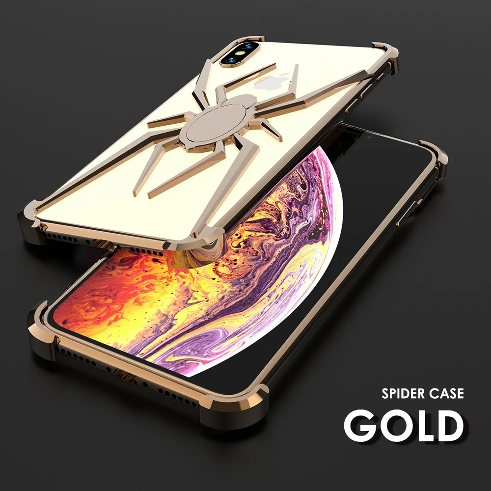 Чехол Spider The element stents для Apple iPhone 7 8 Plus, чехол для iPhone x Coque для iPhone Xr X Xs Max, роскошный ударопрочный чехол - Цвет: Gold