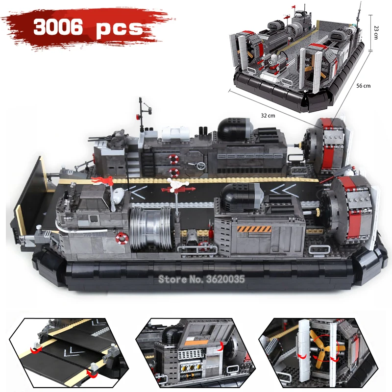 

Building Blocks simulation Technology model Large armor hovercraft Compatible legoinglys military ww2 Figures mini toys gift