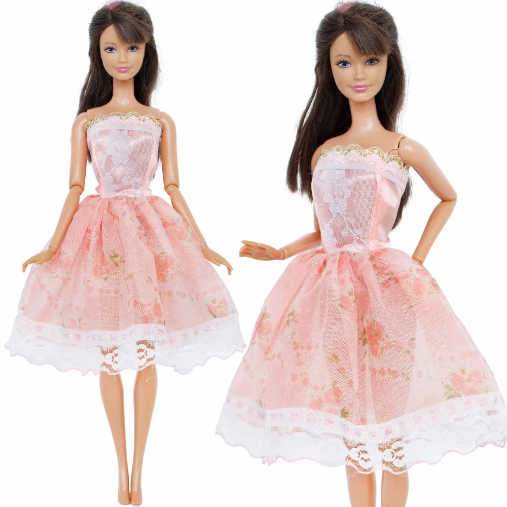 Handmade Cute Dress Casual Dating Costume Orange Lace Strapless Skirt