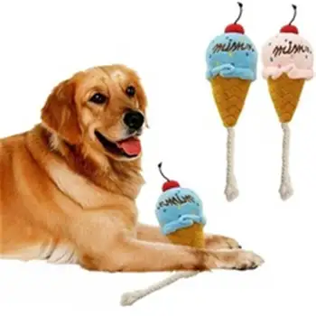 

Dog Squeaky Plush Toy Ice Cream Interactive Toy Pet Cute Squeaker Toy for Cats Dogs Chew Toys