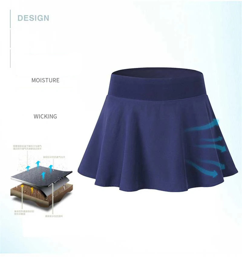 Для женщин Высокая Талия школьная форма для девочек мини настольного тенниса Для женщин Плиссированное бег юбка с шортами спортивный Фитнес теннисная юбка-шорты 2074