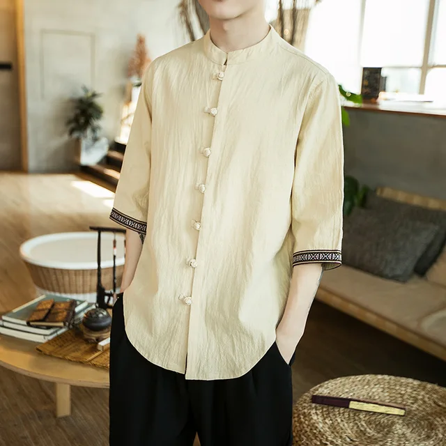 Abetteric Men V Neck Oversized Tops Half Pants Linen Chinese Style 2 Piece Set Abetteric Men V Neck Oversized Tops Half Pants Linen Chinese Style 2 Piece Set