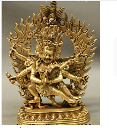 

10 " Tibet Brass budismo Mahakala de Heruka Vajrakilaya estatua de buda China wholesale factory Bronze Arts Copper Brass