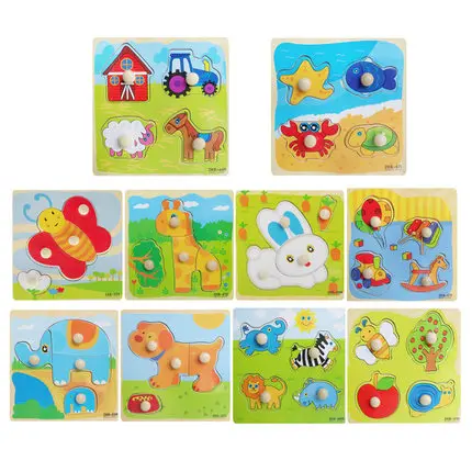 LUNZAITOYS Small Wooden Animals Cartoon Grab Peg Knob Puzzles Toy 14.514.80 (3)