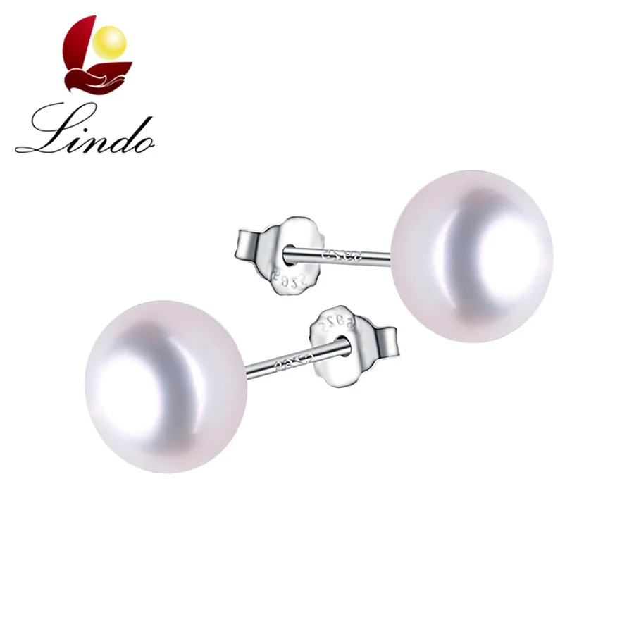 

Lowest Price Women High Luster 100% Natural Freshwater Pearl Stud Earrings Fashion 925 Sterling Silver Classic Earrings Jewelry