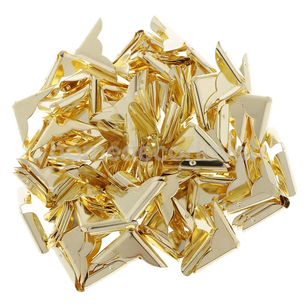 100 PCS Vintage Decorative Metal CORNER PROTECTORS for Scrapbook Photo Album Menus Folders Book Decoration Craft Nostalgic Retro