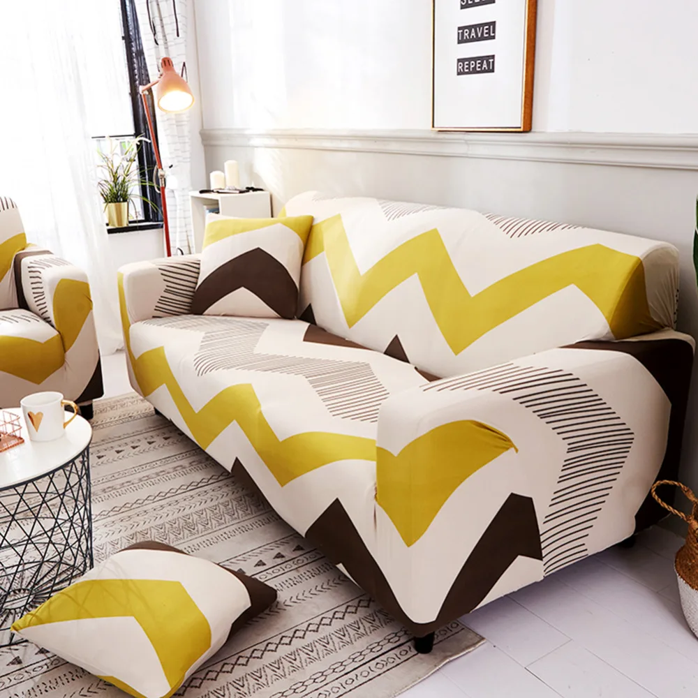 buy Sofa Covers Polyester Simple Flowers Print Elastic Four Season All inclusive Stretch Sofa Cushion Sofa Towel 1 2 3 4 seater