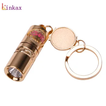 

Golden Mini LED Flashlight Keychain Light Torch Key Chain Emergency Camping Lamp backpack light Built-in Battery
