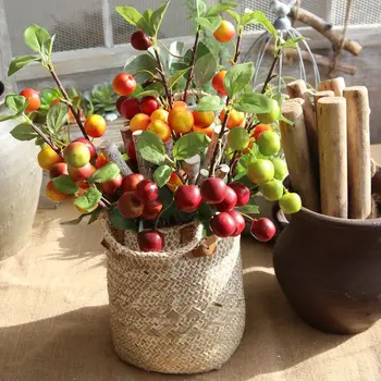 

5PCS Artificial Tree Simulation Foam Tree Branch Fruit Leaves Fake Plant Flower Wedding Home Party Table Decor Plant