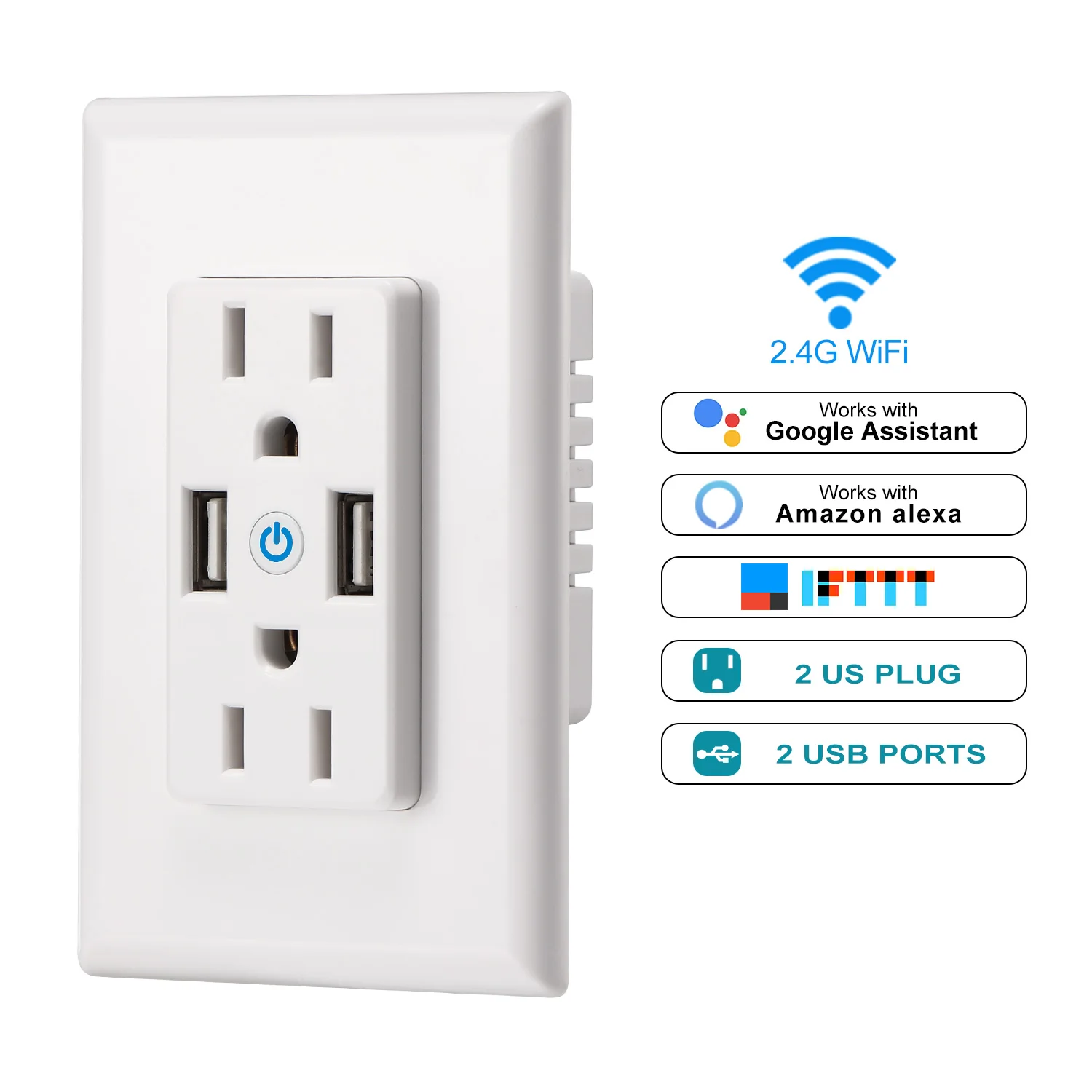 Умная розетка с 2 USB портами и двумя розетками|Электрические розетки| |