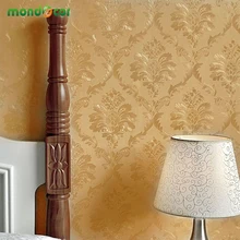 Роскошная винтажная Дамасская виниловая самоклеящаяся настенная бумага с тиснением для спальни, гостиной, телевизора, фонового покрытия стен в рулоне