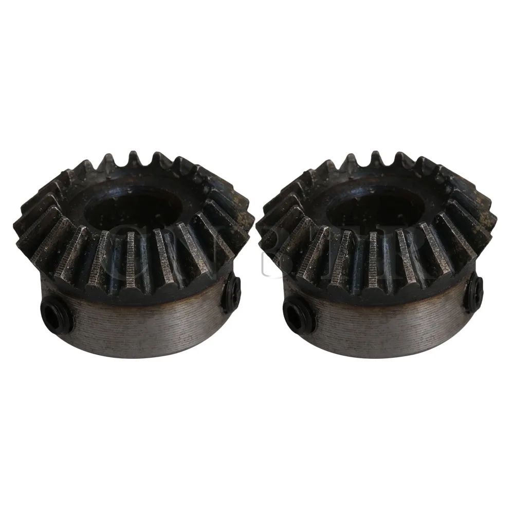 

CNBTR 27mm Dia 15.5mm Height Silver Black 45# Steel 0.5 Module 20 Teeth 1:1 Tapered Bevel Gears Pack of 2(Hole Dia:10mm 8mm)