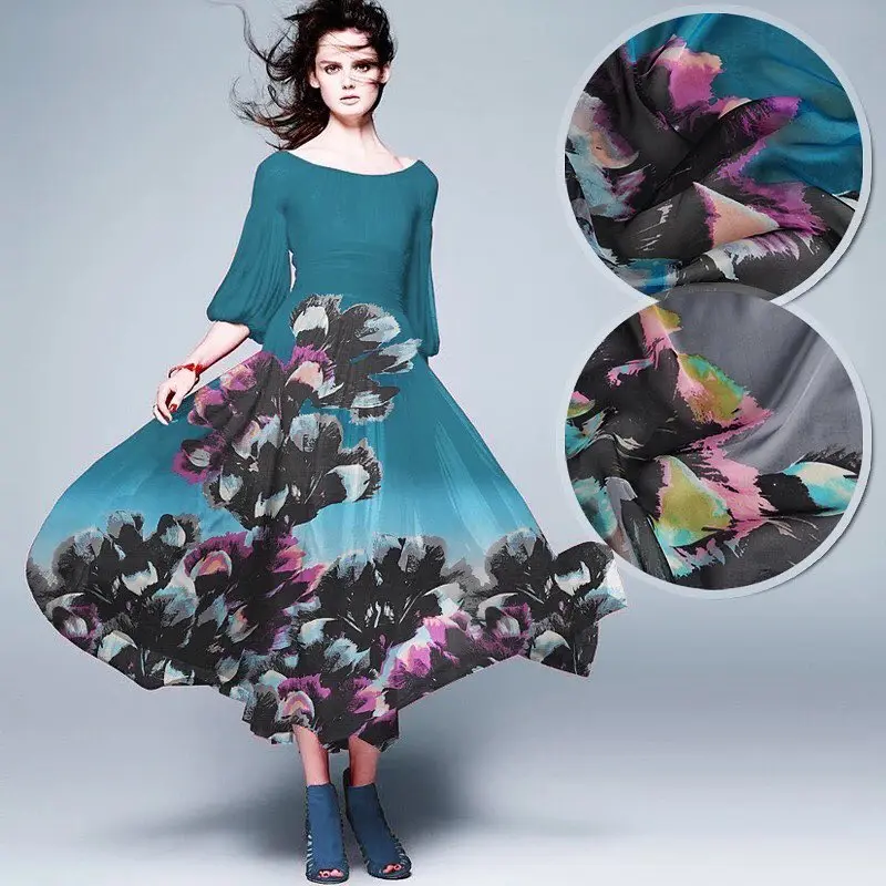 

No.7-12, Digital printed silk chiffon fabric, 100% silk, weight 8m/m, width 135cm