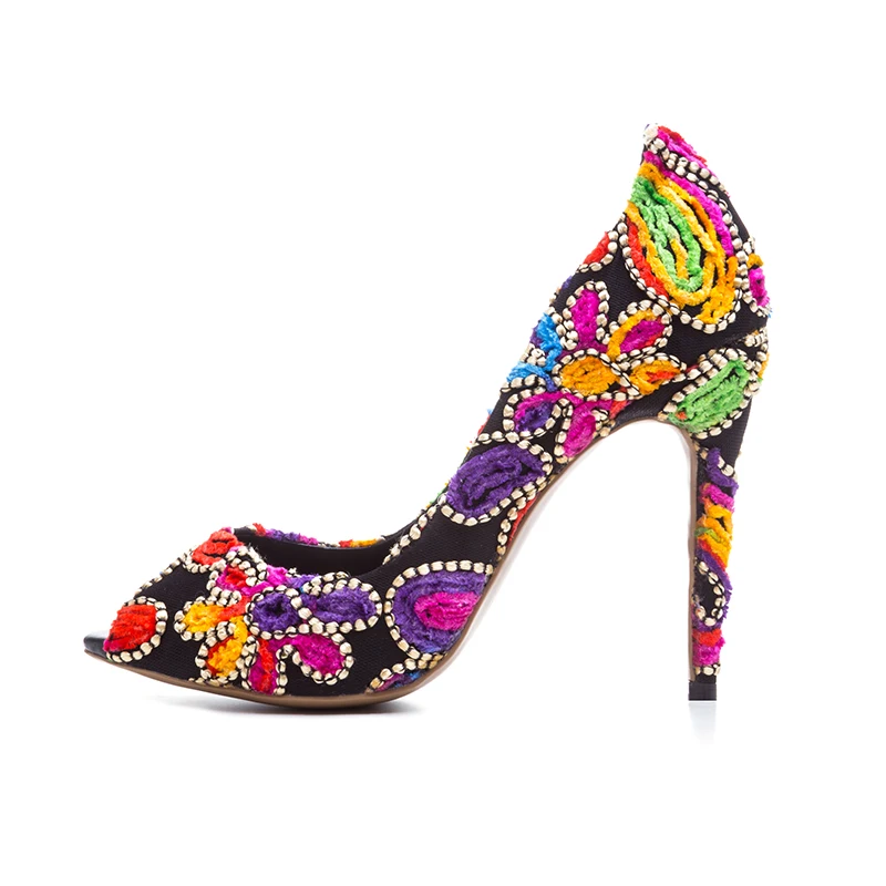 5 Plus Pompes Talons Haute Élégant Peep Initiale Toe Chaussures 10 Femme Taille Broder De Mince Femmes Ef0091 3 La Mode Magnifique L'intention xZCRvqqw