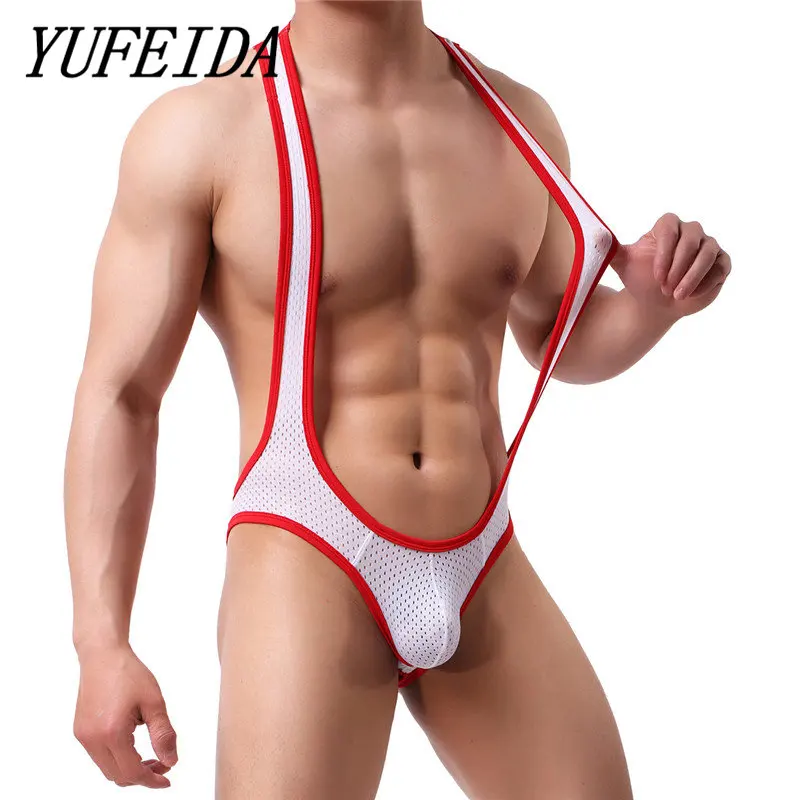 

YUFEIDA New Style Men's Jockstrap Underwear Men's Sexy Undershirt Mesh Conjoined Breathable Underwear for Male