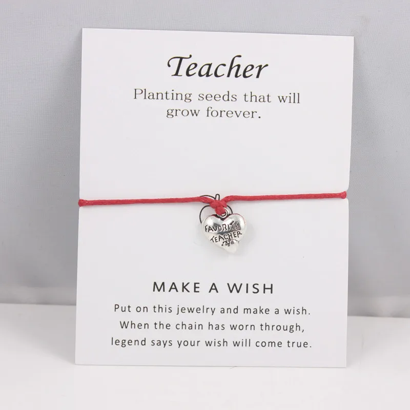 Серебряная любимая Подвеска для учителя, браслеты, регулируемые браслеты желаний с карточкой для женщин и мужчин, подарки на день учителя - Окраска металла: SAME AS PIC SHOW