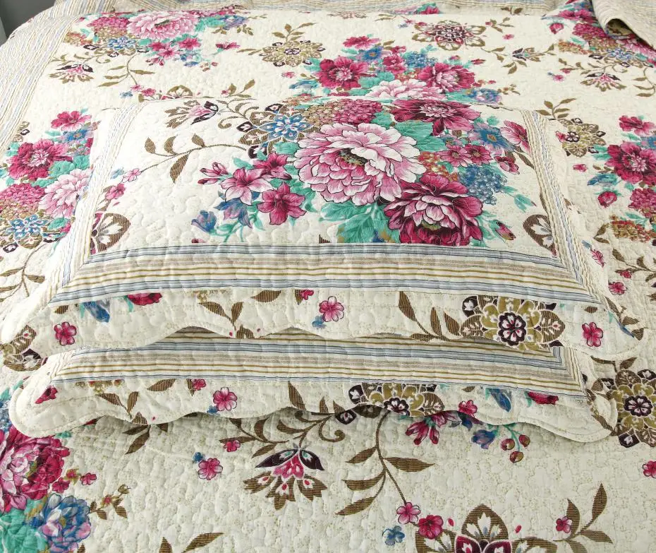 Famvotar, хлопок, постельные принадлежности, одеяло, набор, роскошное постельное покрывало для спальни, с рюшами, в клетку, с цветочным рисунком, полный/Королевский размер, 90'x98', винтажное одеяло