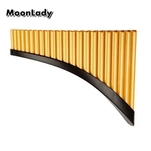 22 Pipes G Key Pan Flute Left Hand ABS Plastic Pan Pipe Gold Color Musical Instrument Pan Pipes Good Quality Woodwind Instrument good left