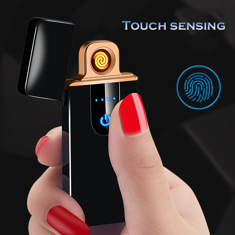 Сенсорный переключатель зажигалка USB Зажигалка Ветрозащитная беспламенная