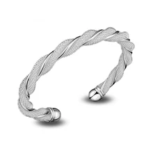 1Pc Silver Unisex Jewelry Men Twisted Carved Cuff Bracelet Bangle for Gift