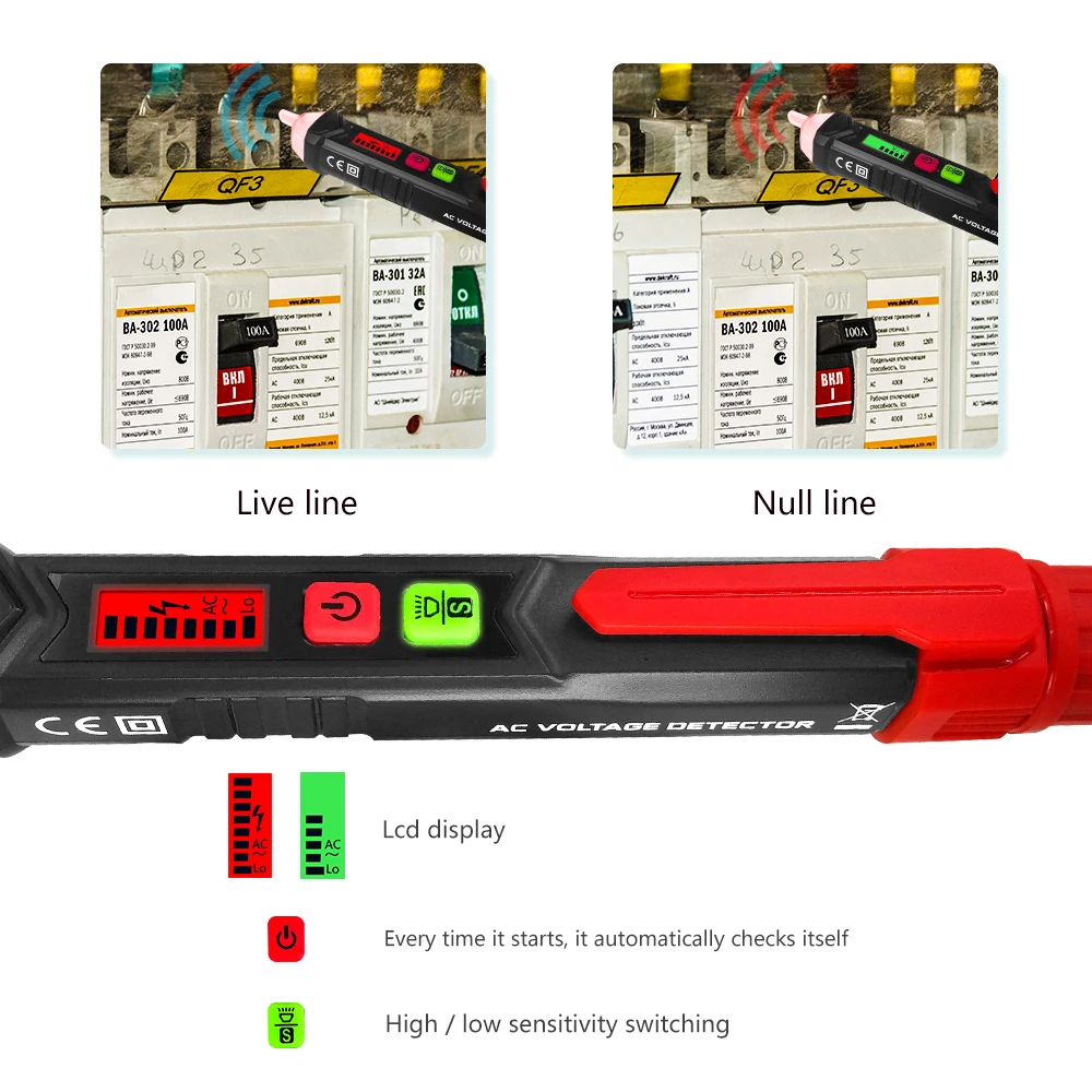 Voltage Tester Non-Contact with LED Flashlight+ GFCI Outlet Tester Power Socket Tester(Voltage Teser+ Outlet Tester